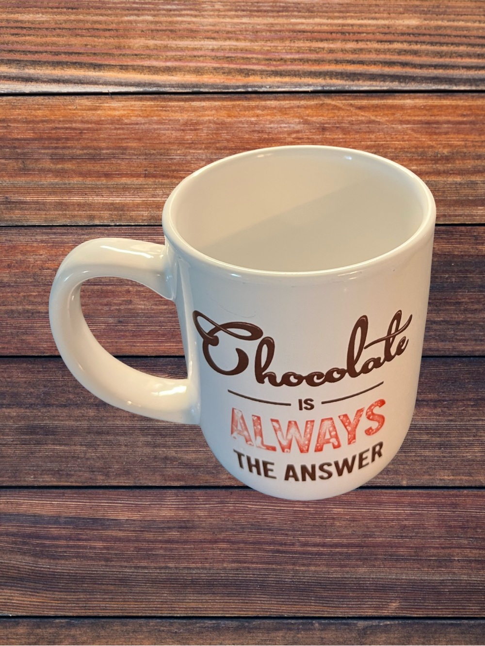 Chocolate is ALWAYS the Answer Royal Norfolk Stoneware White Coffee Tea Mug